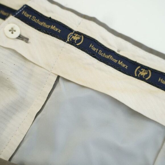 Hart Schaffner Marx Wool Beige Pleated High Rise Dress Pants Trousers 43/28 Line - Picture 8 of 8